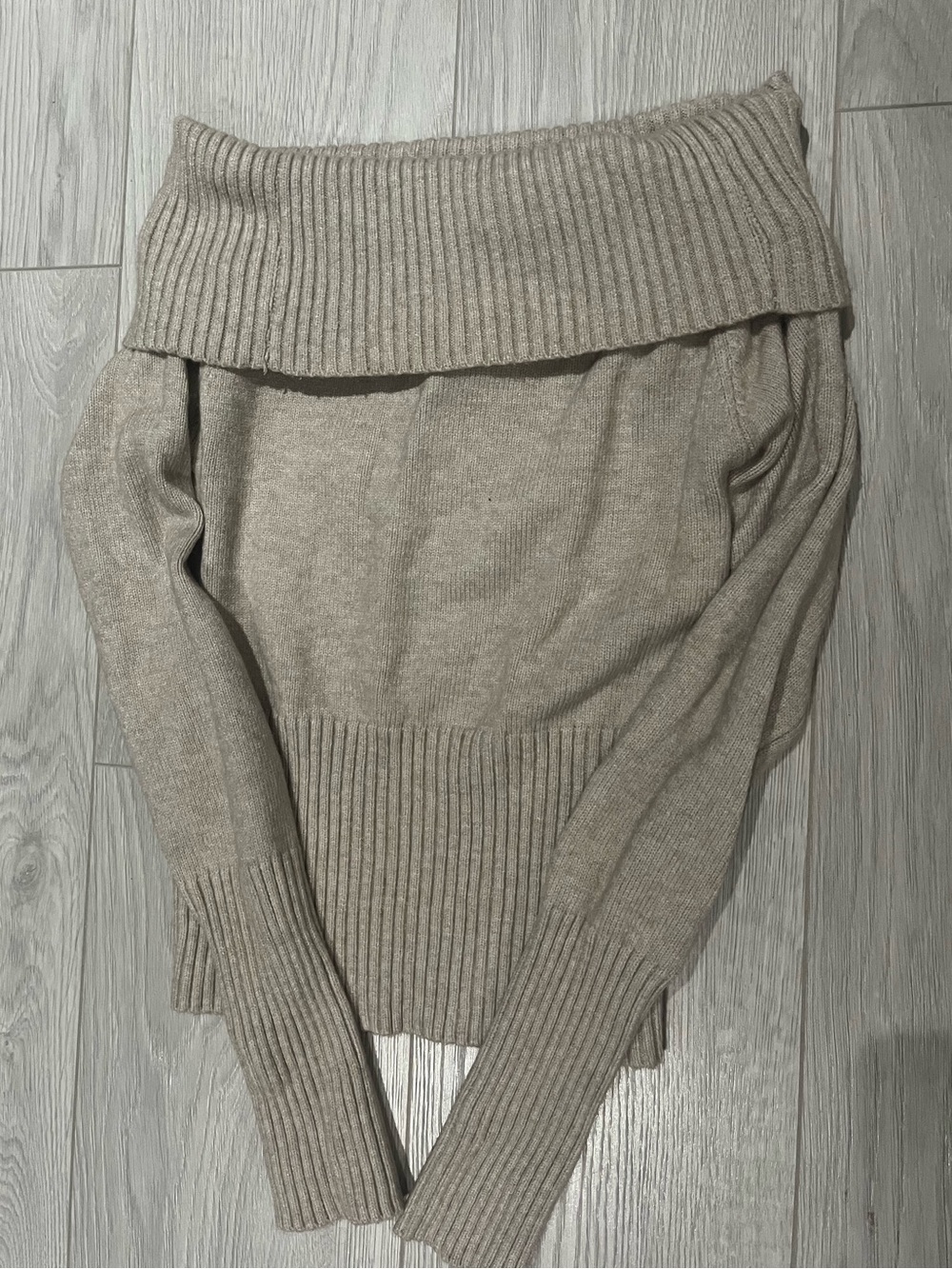 Off-Shoulder Ribbed Hem Women's Sweater - Taupe 🩷